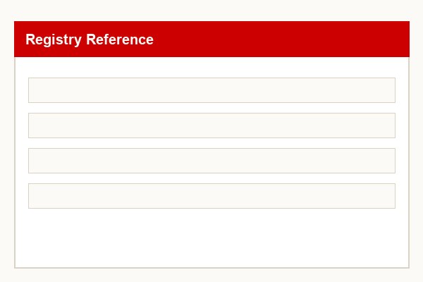 Registry reading reference dashboard mockup